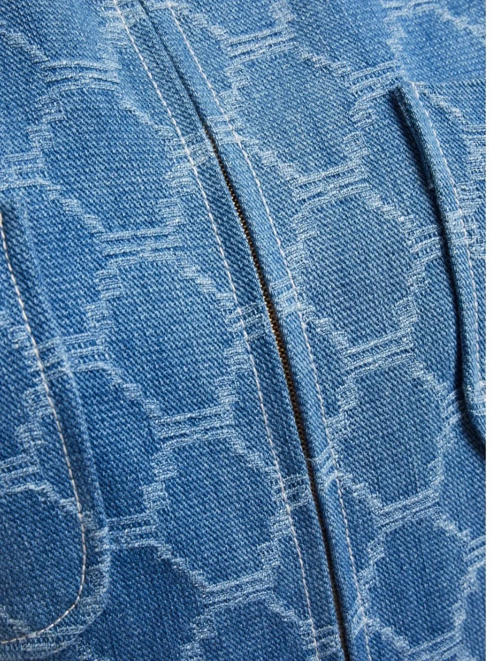 SANDRO Kelly Jacquard Denim Wide Leg Jumpsuit Euro 36 Size 4 - Picture 9 of 10